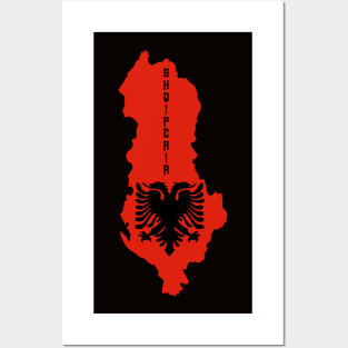 Albania flag & map Posters and Art